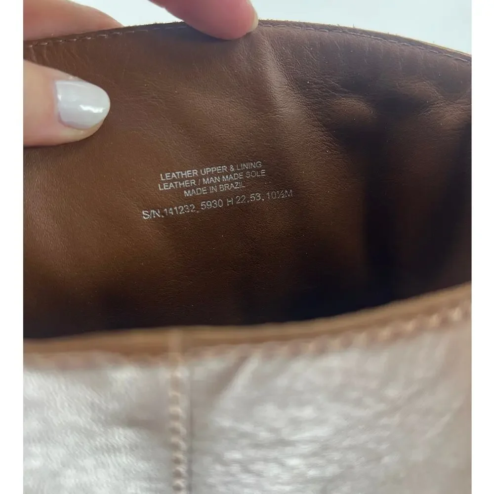 Tory Burch Riding‎ Logo Embossed Leather Knee High Boots Brown 10.5